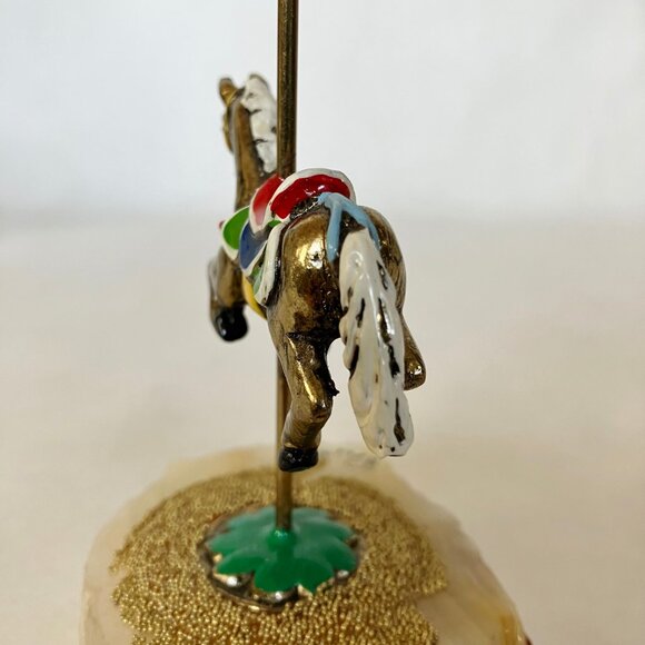 Ron Lee Carousel Horse Onyx Base Gold Bead Painted Signed 85 Figurine Vintage - Picture 12 of 13
